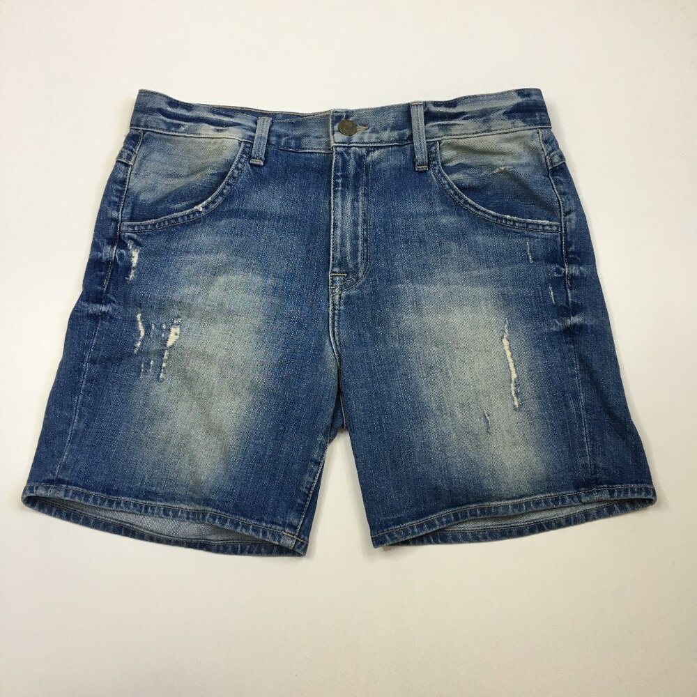 WILDFOX Logo Hardware Bijoux Boyfriend Short Fallen Wash Distressed Denim Shorts